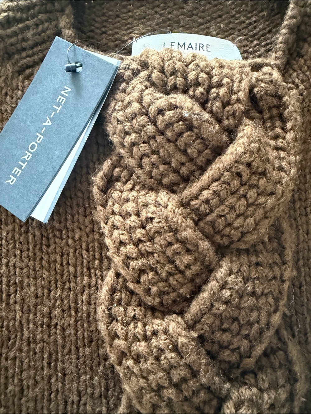 Lemaire Brown Cable-Front Sleeveless Crew Sweater - Picture 4 of 6